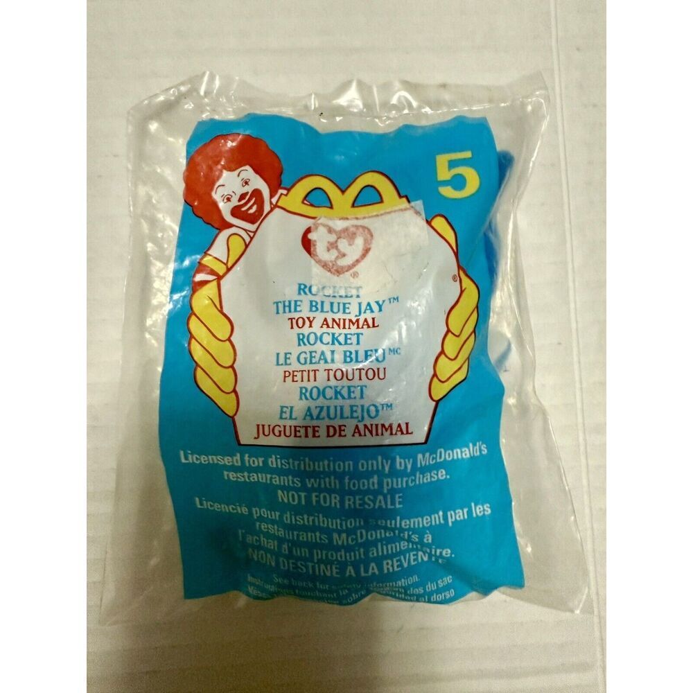 Ty Mini Beanie Baby Rocket The Blue Jay No. 5 McDonalds 1999 Factory Sealed